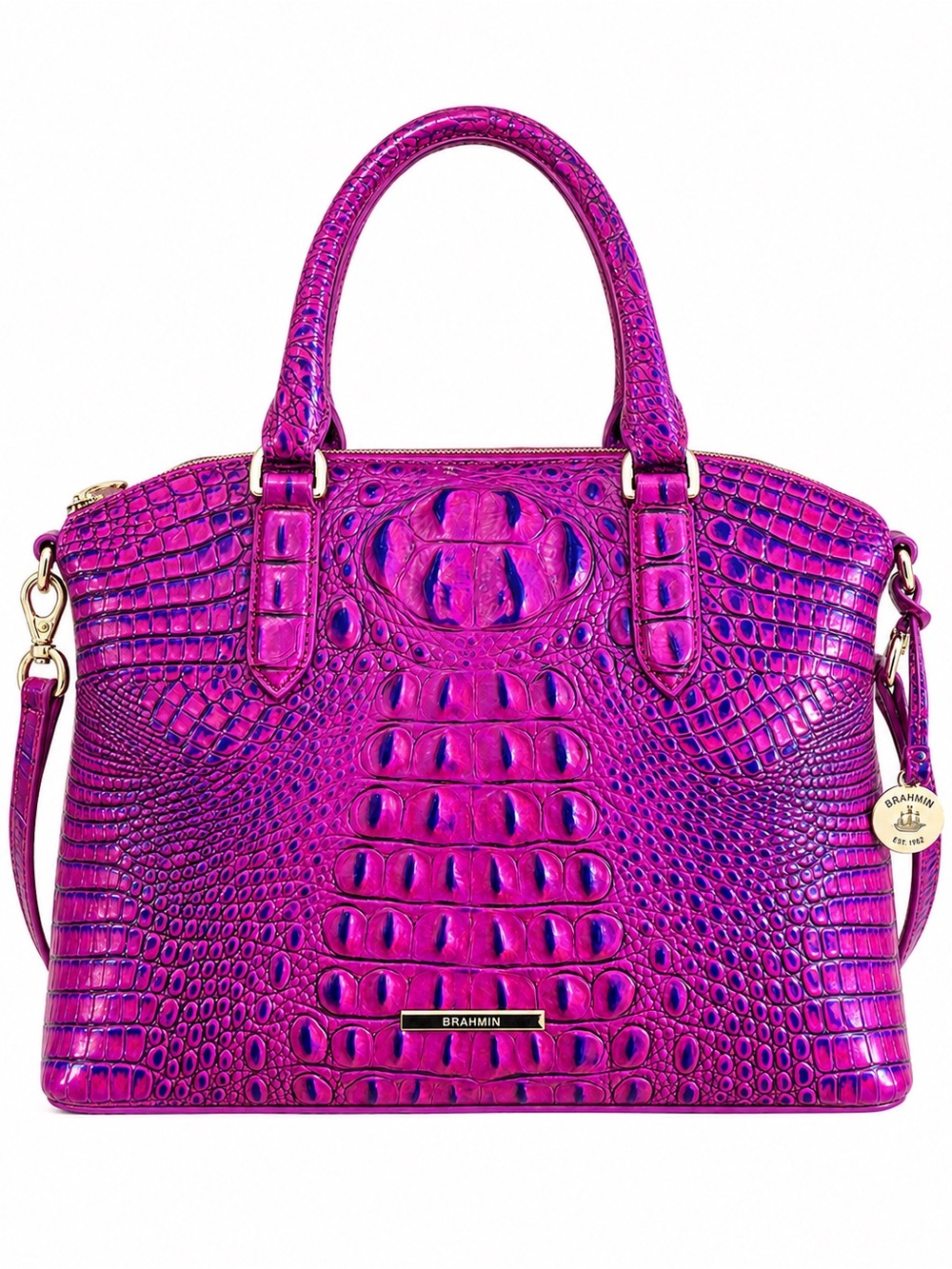 Brahmin duxbury voltage violet satchel Melbourne shoulder bag croc leather rare